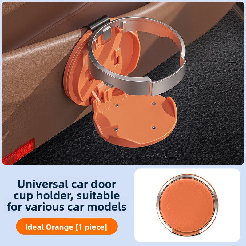 Car door cup holders for in-car storage