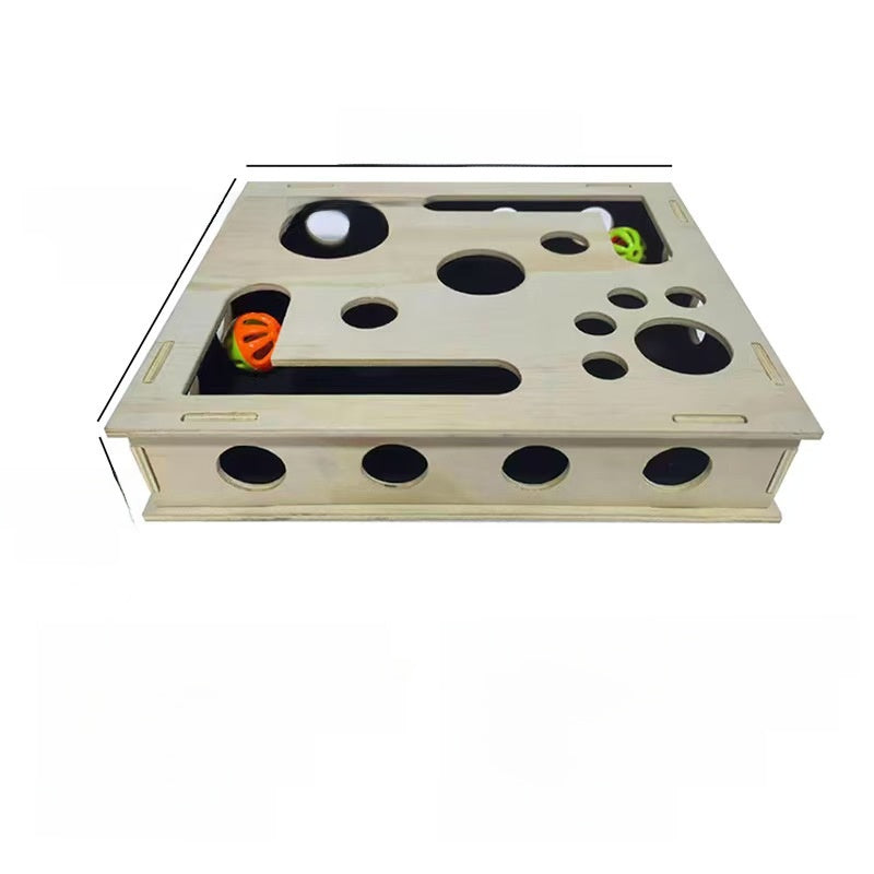 Solid Wood Cat Maze Toy Box