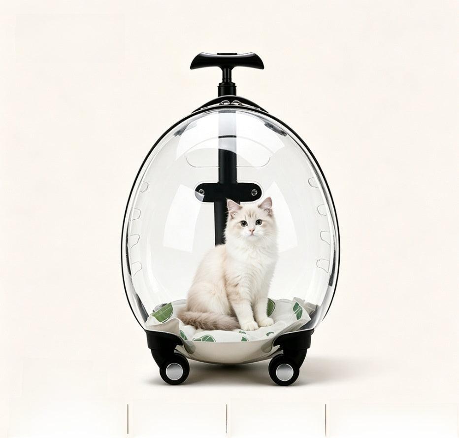 Transparent Pet Travel Carrier with Wheels