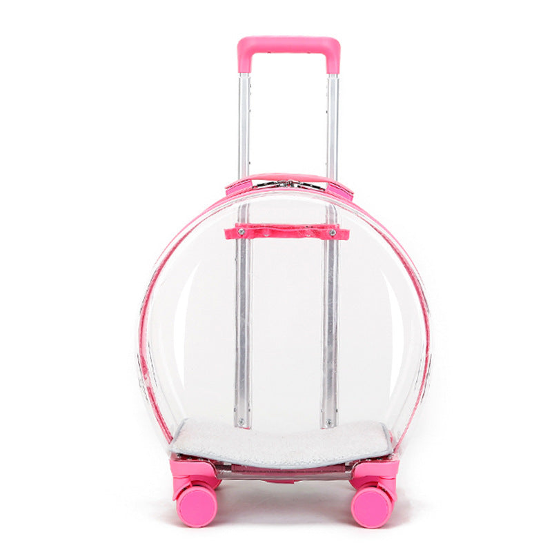 Transparent Pet Travel Carrier with Wheels
