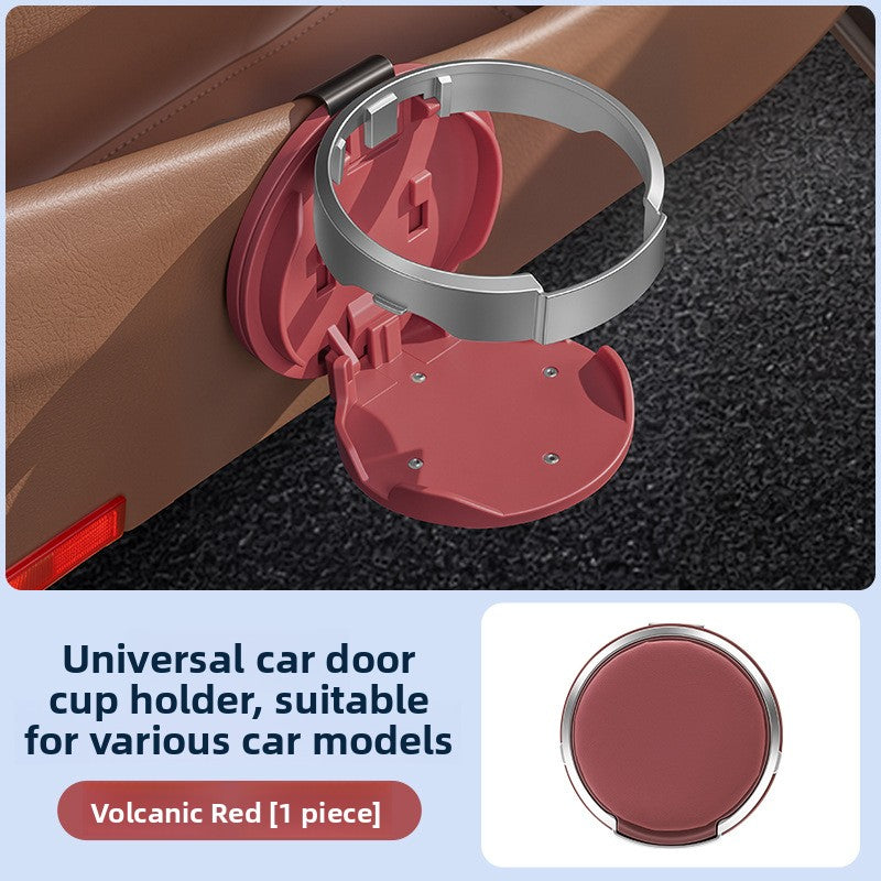 Car door cup holders for in-car storage
