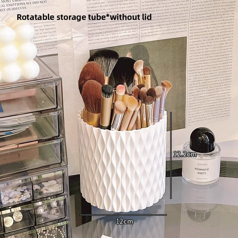 Transparent Makeup Brush Organizer with Rotating Lid