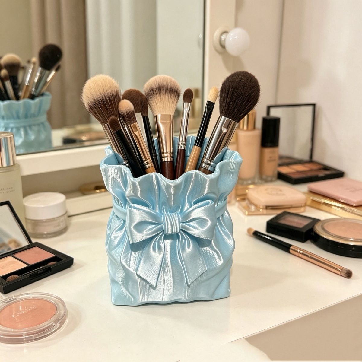 Satin Bowknot Storage Organizer Box