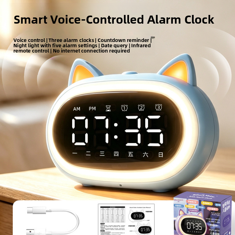 Smart Voice Electronic Alarm Clock with Night Light