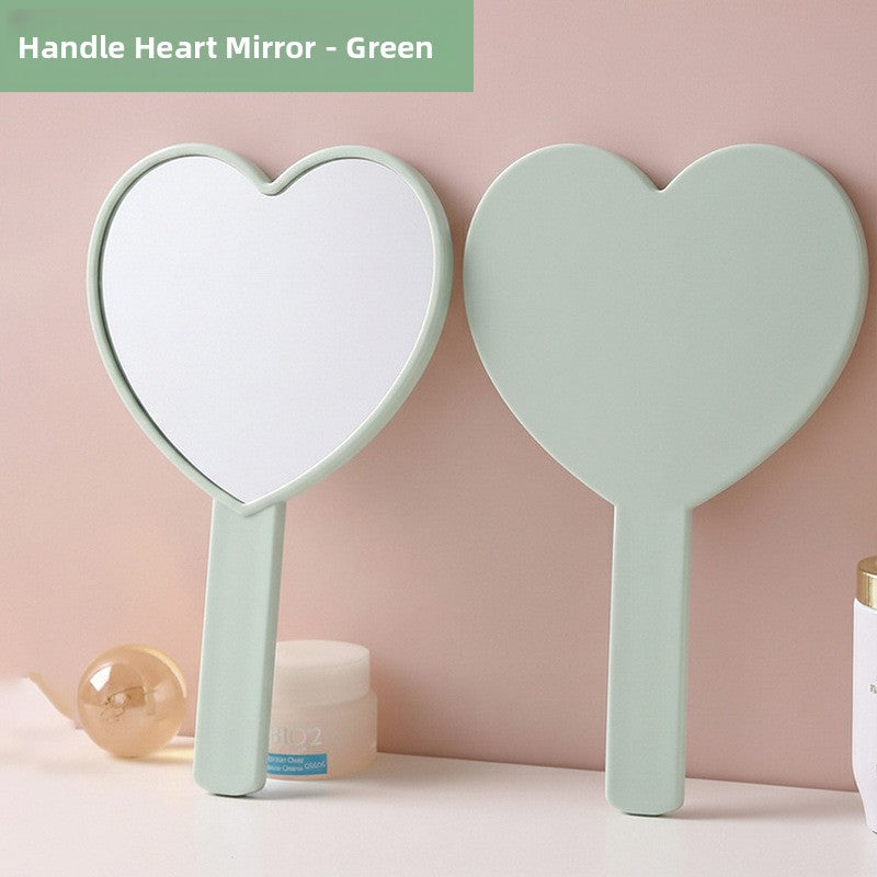 Heart shaped portable makeup mirror with handle