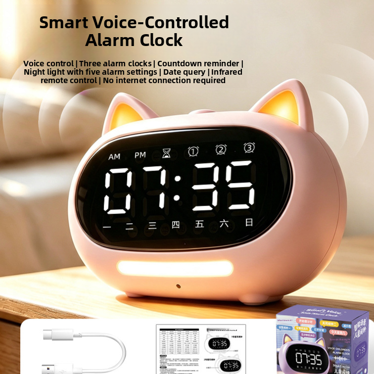 Smart Voice Electronic Alarm Clock with Night Light