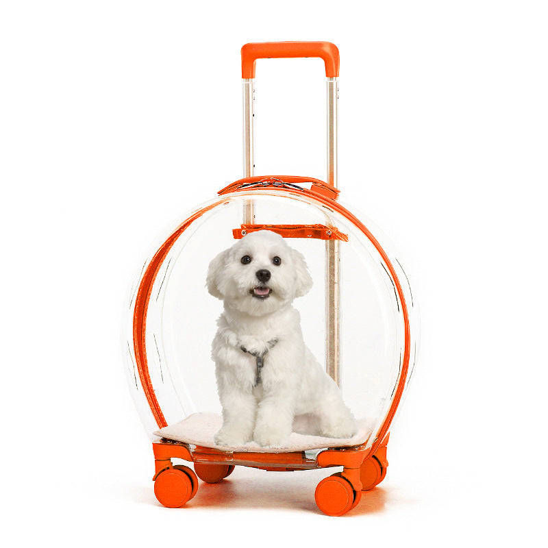 Transparent Pet Travel Carrier with Wheels