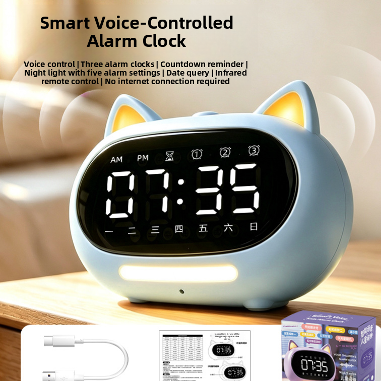 Smart Voice Electronic Alarm Clock with Night Light