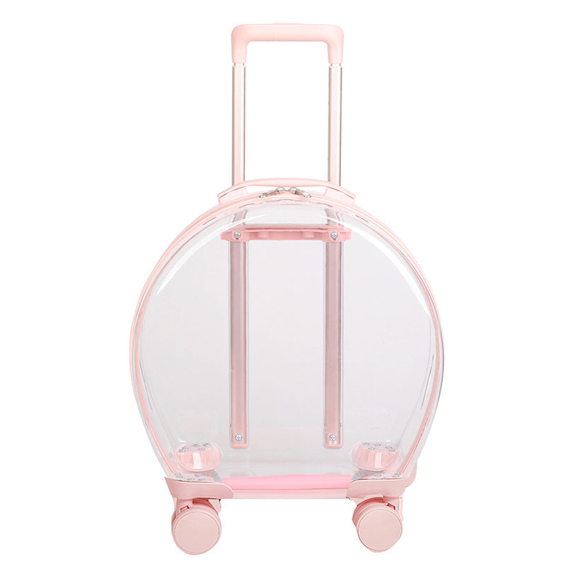 Transparent Pet Travel Carrier with Wheels