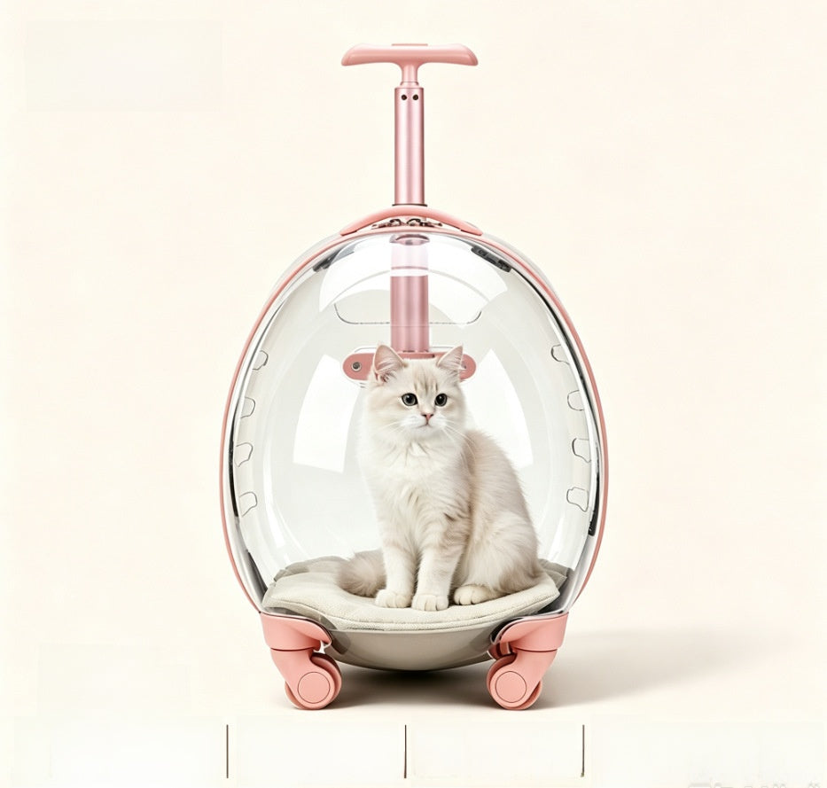 Transparent Pet Travel Carrier with Wheels