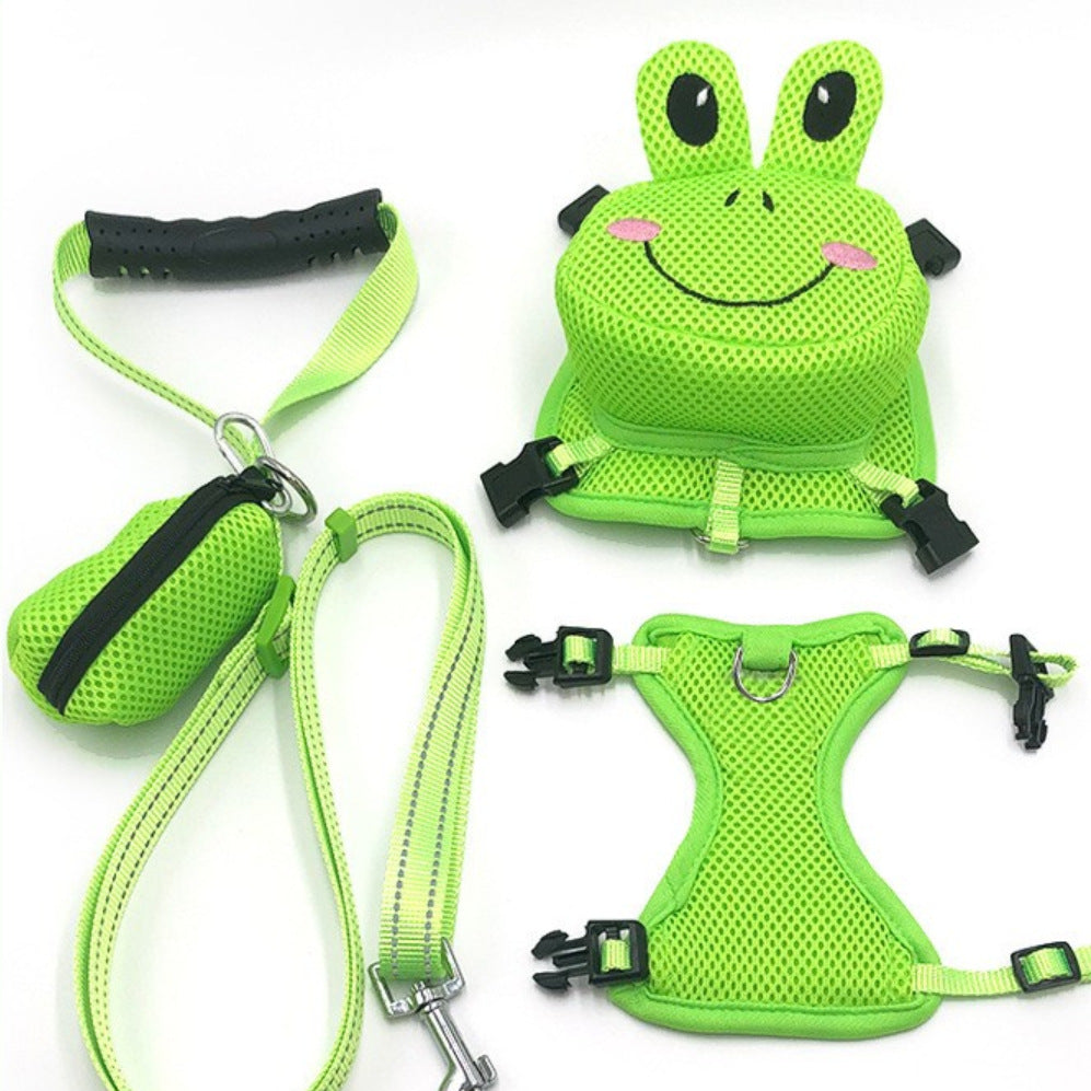 The pet goes out in its backpack
